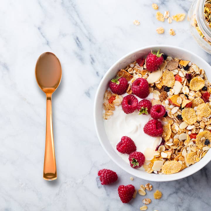 Plastic Premium Spoons Set - 50 Pcs - Rose Gold for wholesale on Faire4