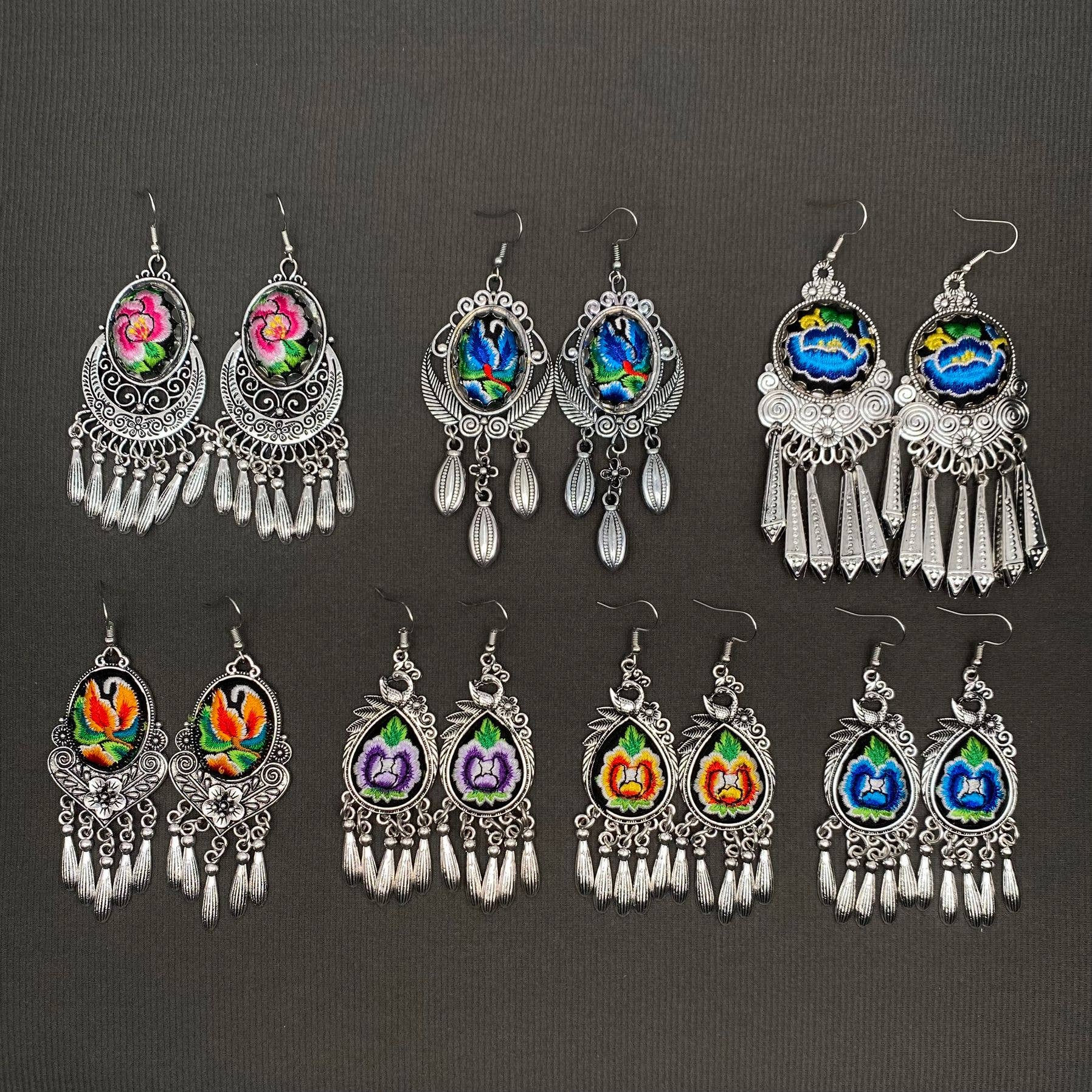 Mio Queena – wholesale Dangle earrings – Multi-style Vintage Woven Flower Pattern Ethnic Style Earrings42