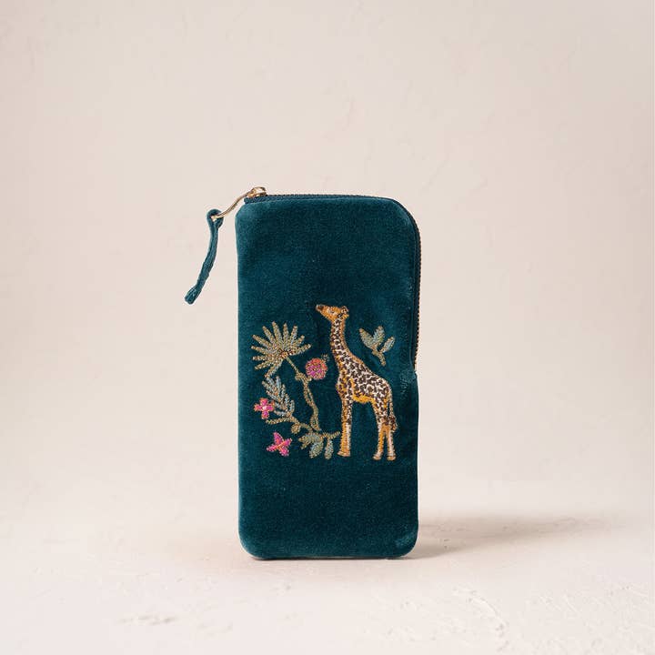 Elizabeth Scarlett Ltd - Wholesale Eyewear Cases & Holders - Women's - Wild Giraffe Palm Rich Blue Glasses Case - Rich Blue