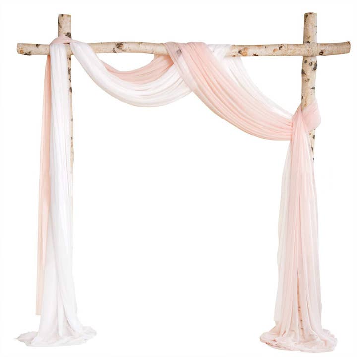 Sun Decorer – wholesale Gardin – Eleganta skira voile bröllopsbåge draperingsgardiner (set om 2)