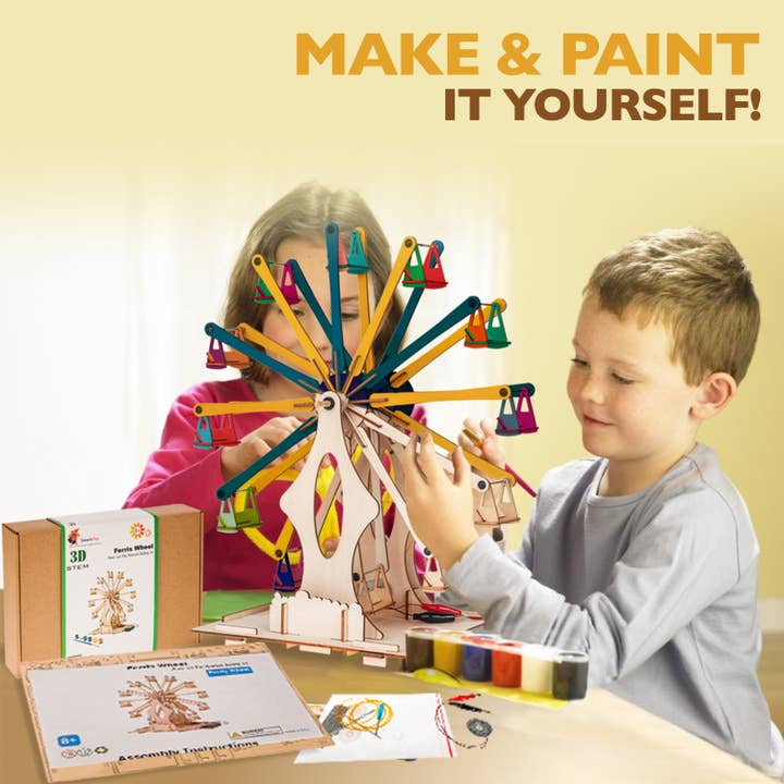 SmartsToy - Wholesale Building Set - Kids - Wooden Ferris Wheel Building Kit | Educational DIY STEM Toys