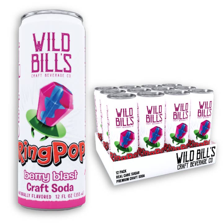 Wild Bill’s Craft Beverage Co. - Wholesale Soda/Carbonated Drink - Ring Pop Soda Berry Blast Pure Cane Sugar, 12-Pack, Cans1