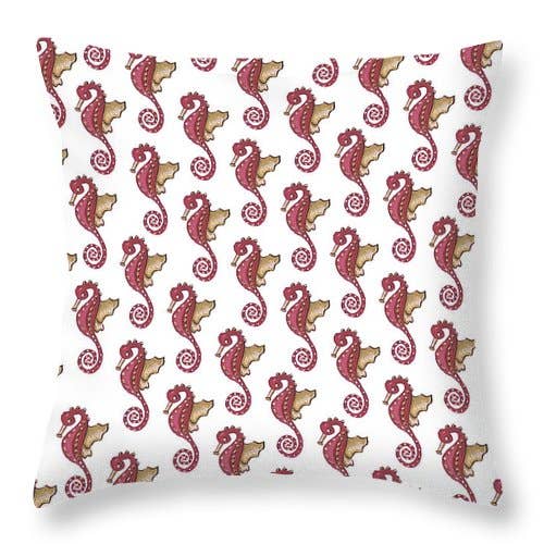 Red and White Seahorse - Throw Pillow for wholesale by Sharon Tatem Fashion LLC