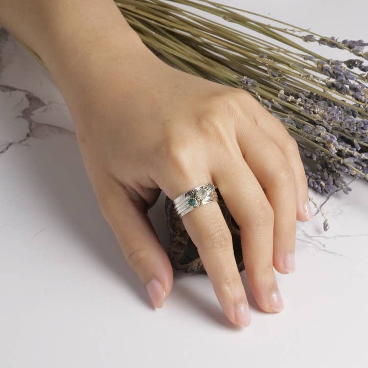 Baizaar - Wholesale Multi-Stone Ring - Sterling Silver Triple Stone Spinner Ring1