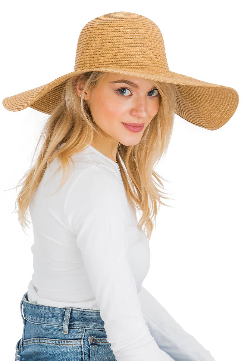 Cap Zone - Venta al por mayor Sombrero de paja - Mujer - Sombrero de sol de paja con tejido apretado, color sólido y ala ancha flexible64