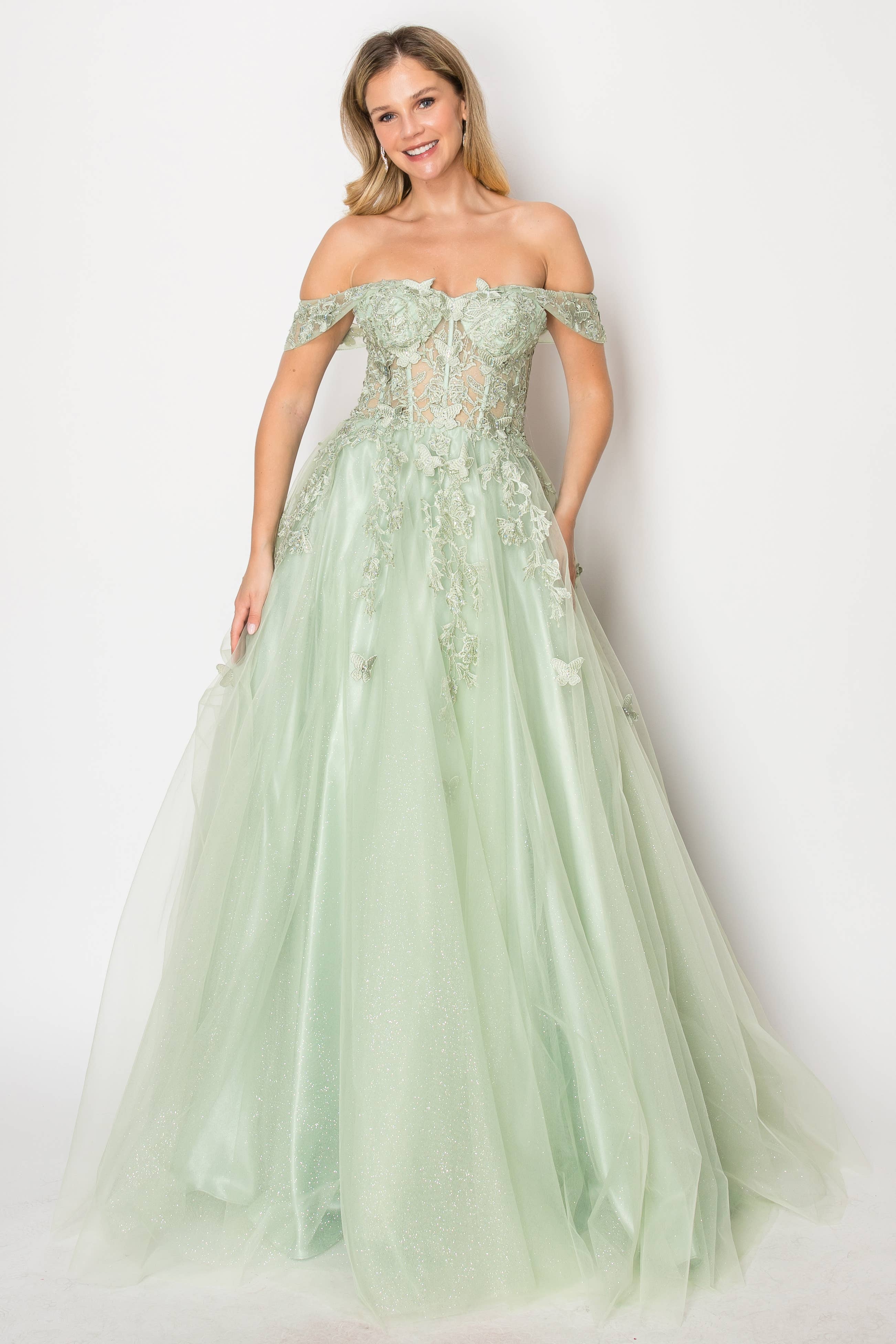 Chicas - Venta al por mayor Vestido - Mujer - Vestido con hombros descubiertos y mariposas C35020