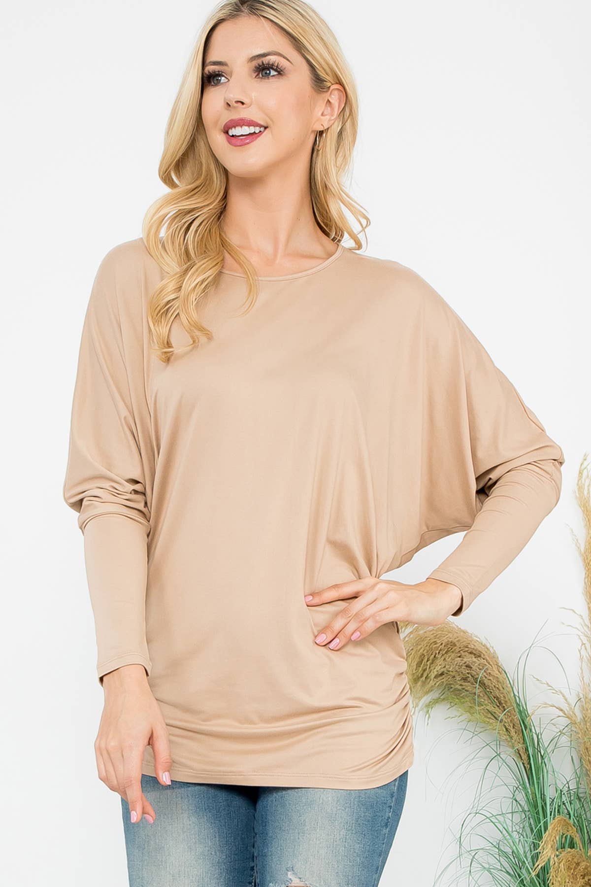 MYS Wholesale Inc - Vente Tunique – femme - Haut uni à manches longues Dolman avec détails en forme de tunnel52