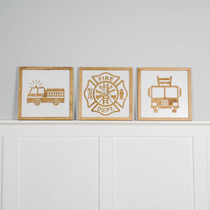 Fire Truck Sign | Wood Sign | Fire Truck Room Decor for wholesale by Nail and Hook Laser Cut Home Decor