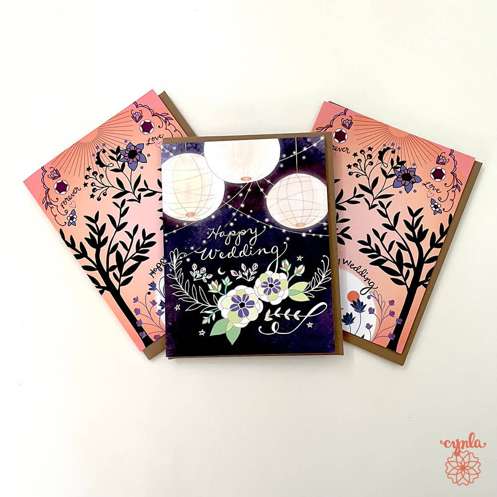 Cynla - Vente Faire-part de mariage - Carte de vœux Wedding Trees - Nature Wedding Corail Orange2