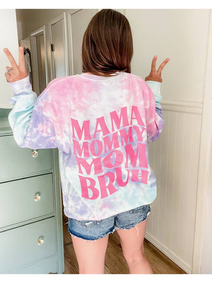Sweetees Apparel - Wholesale Graphic Sweatshirt - Women's - Mama Mommy Mom Bruh Tie Dye Sweatshirt