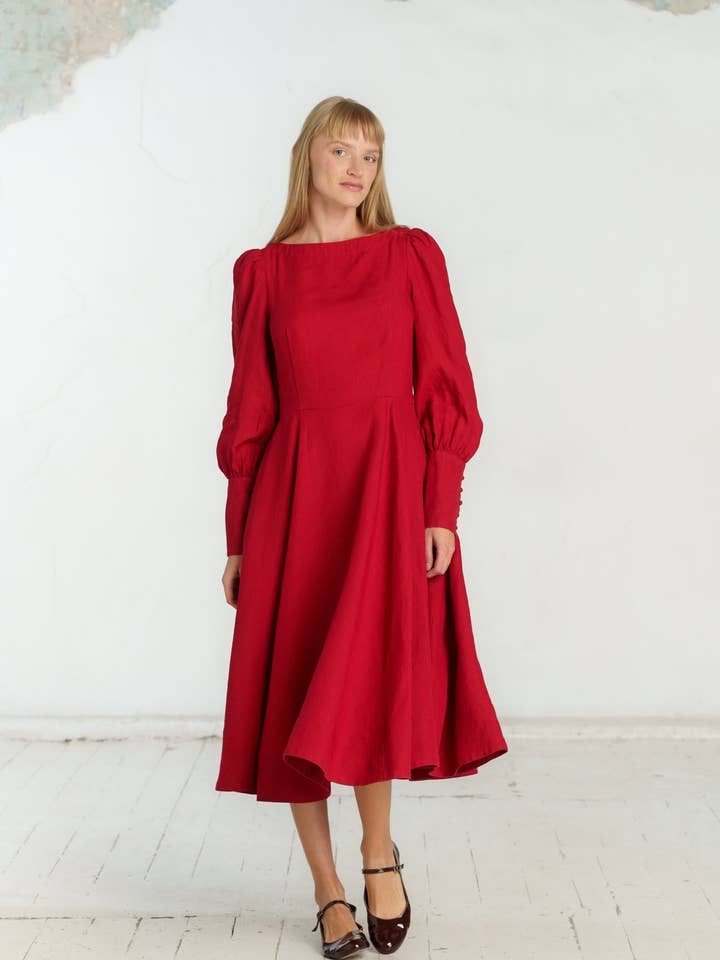 Red Poppy Hawthorn Dress, Long Sleeve for wholesale on Faire9