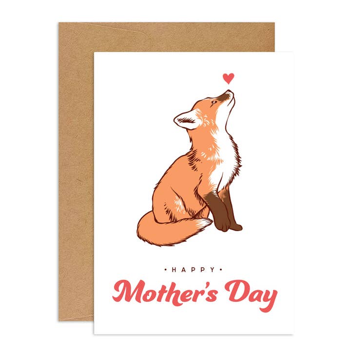 Fox Heart Mother's Day Greeting Card for wholesale by Jenn Sneary Art