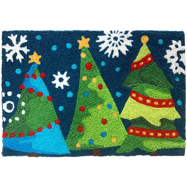 Jellybean Rug - Wholesale Door Mat - Holiday Trees at Night Jellybean Accent Rug 20" X 30"