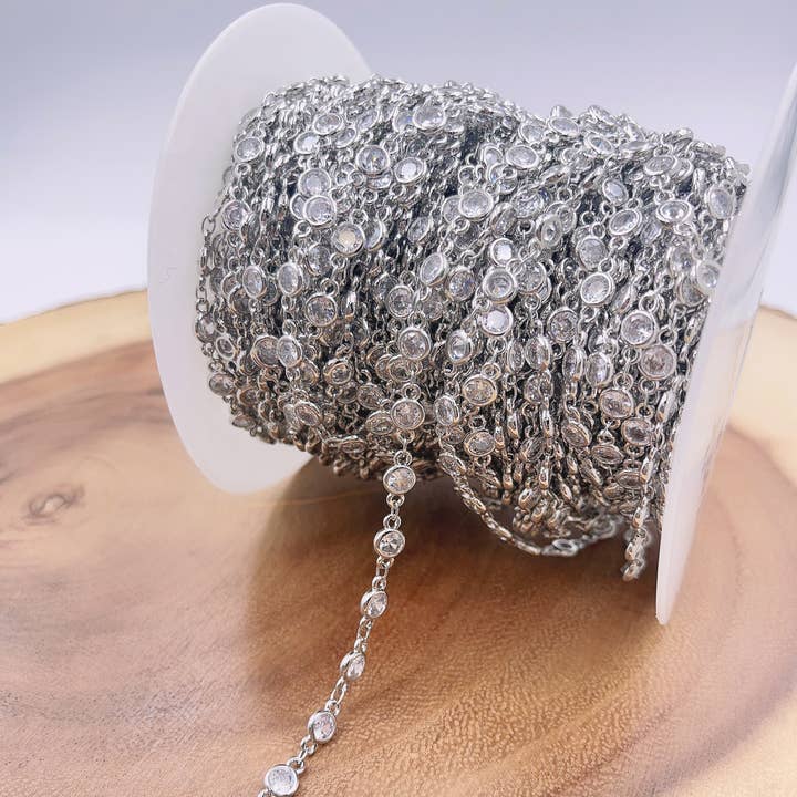 Beads Creation - Vente Collier maille et chaîne - Collier Chaîne & Maillons Pavé Micro Diamant Or CZ3