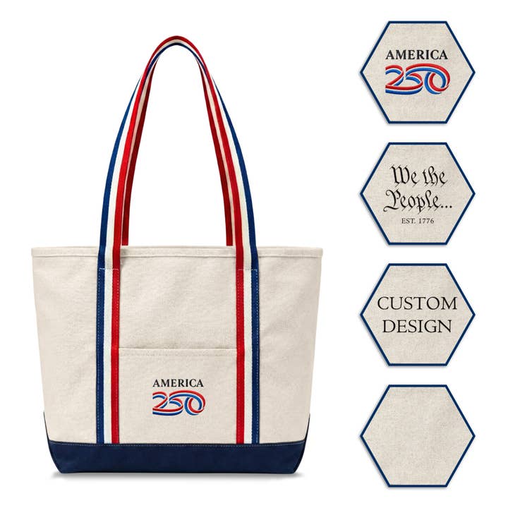 Sac fourre-tout en toile premium America 250 - Sous licence officielle pour la vente par Thankful Greetings