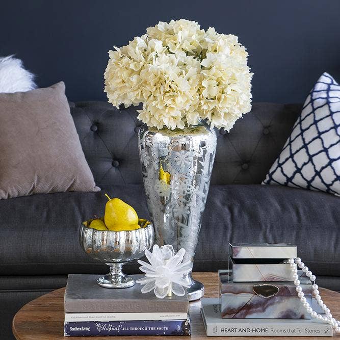 A&B Home Group Inc. - Wholesale Vase - D7.5x20" Antique Silver Pedestal Vase with Etched Pattern4