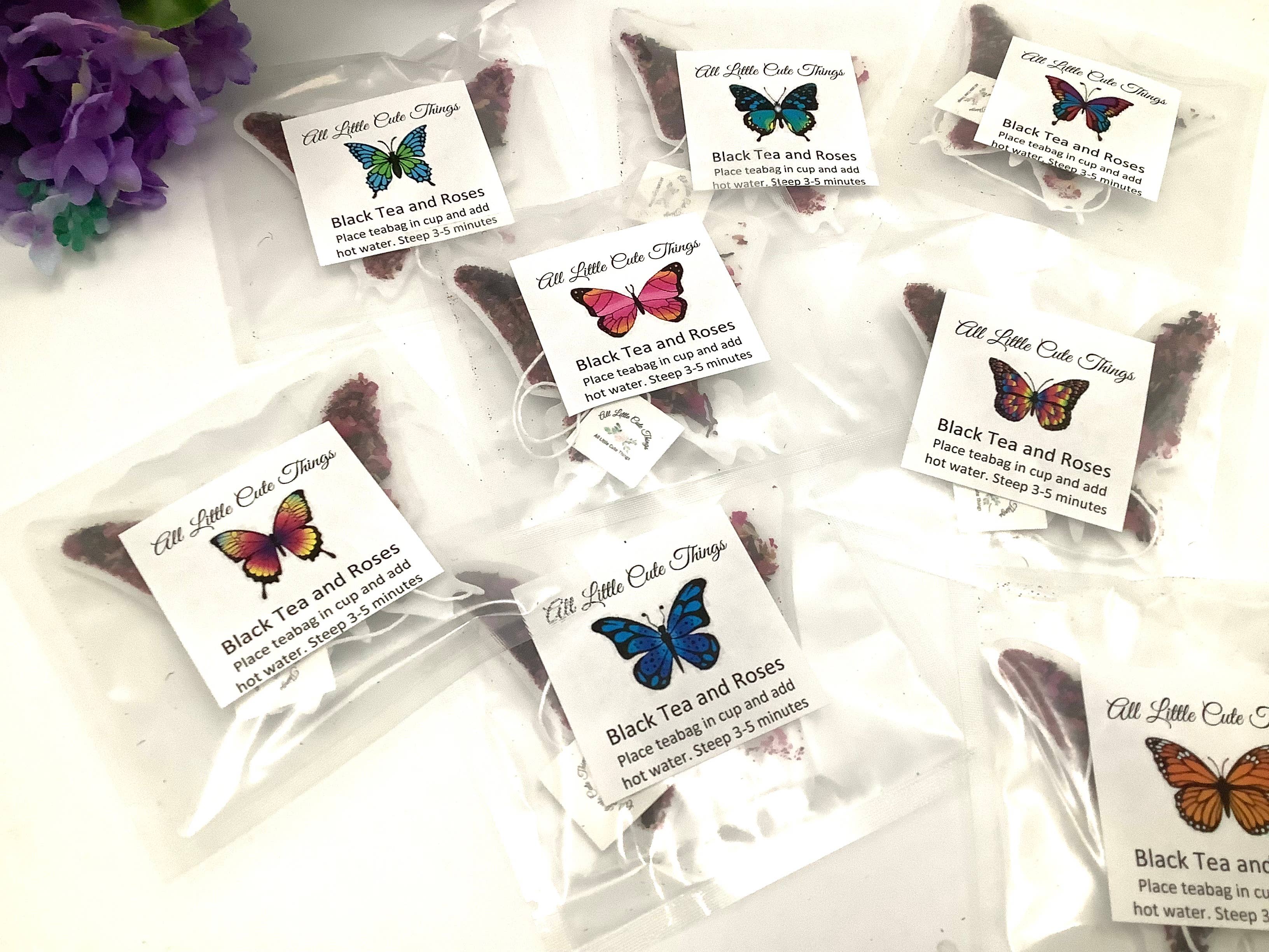 All Little Cute Things – wholesale Tea bags – Butterfly Black Tea and Roses, Gift Box with four packets7