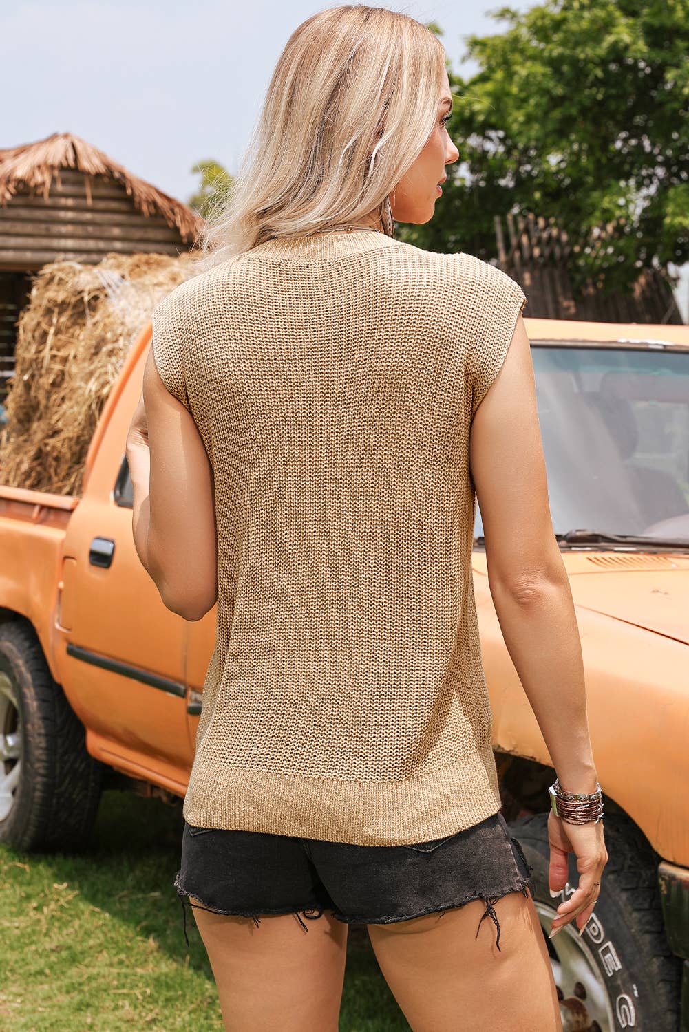 As shown Fashion Western Cowboy Embroidery Sleeveless Sweater for wholesale on Faire1