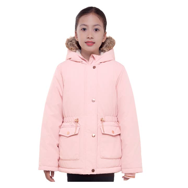 Girls' Hooded Parka Jacket Fleece Lined Winter Coat for wholesale by Rokka & Rolla