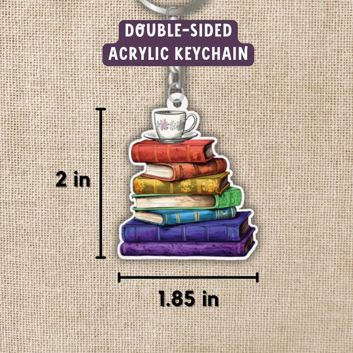 Kingdom of Threads - Wholesale Keychain - Women's - Rainbow Book Stack Keychain1