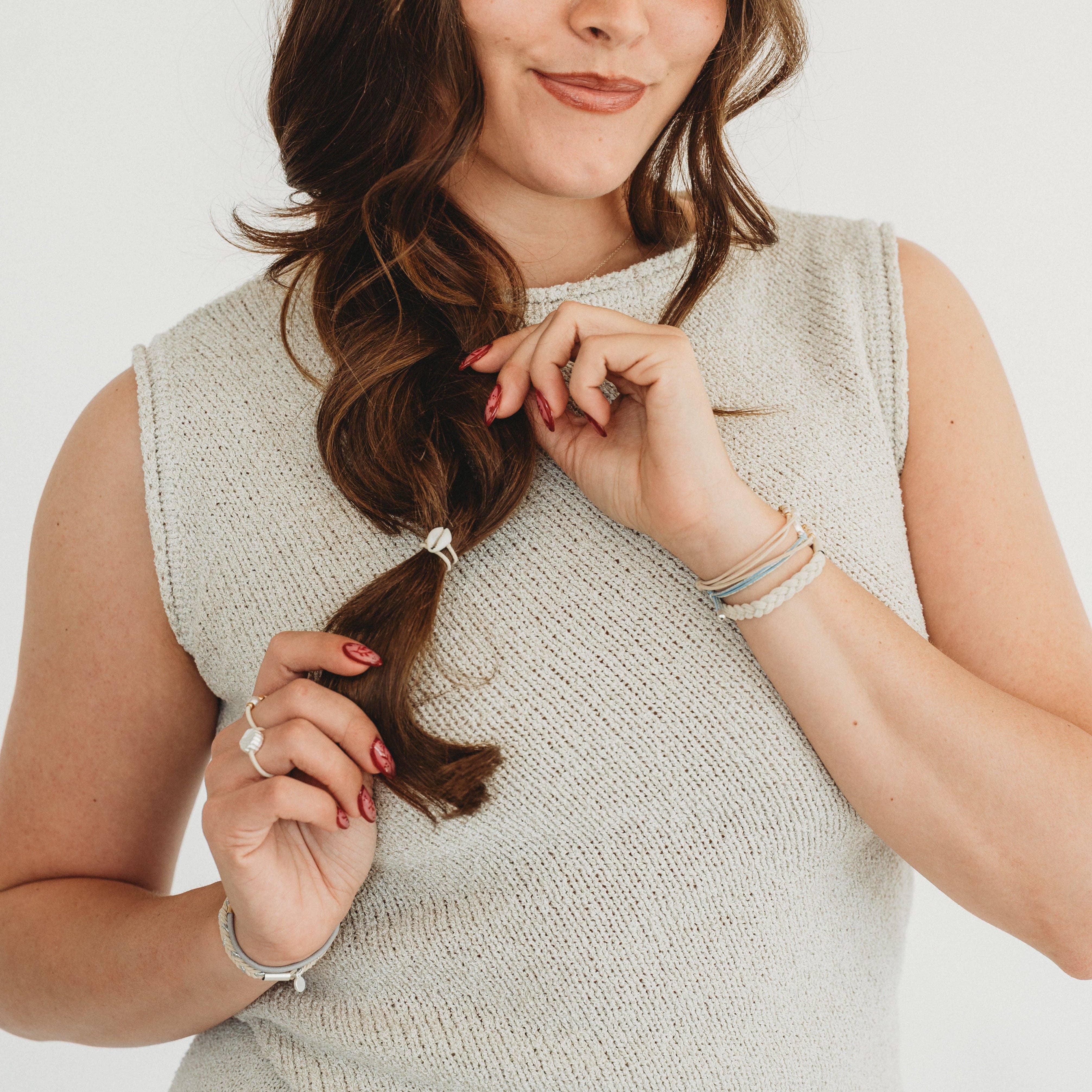 K'lani hair tie bracelets - Wholesale Hair Tie - "Tide" Seashell Beach Vibe Hair Tie Rings2