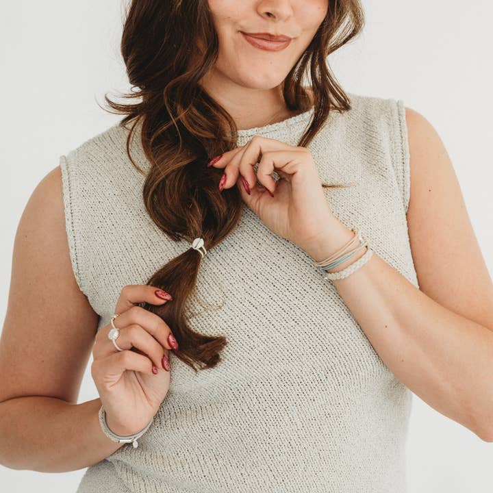 K'lani hair tie bracelets - Wholesale Hair Tie - "Tide" Seashell Beach Vibe Hair Tie Rings2