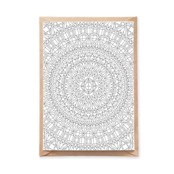Gems Mandala Coloring Postcard for wholesale by Anna Grunduls Design