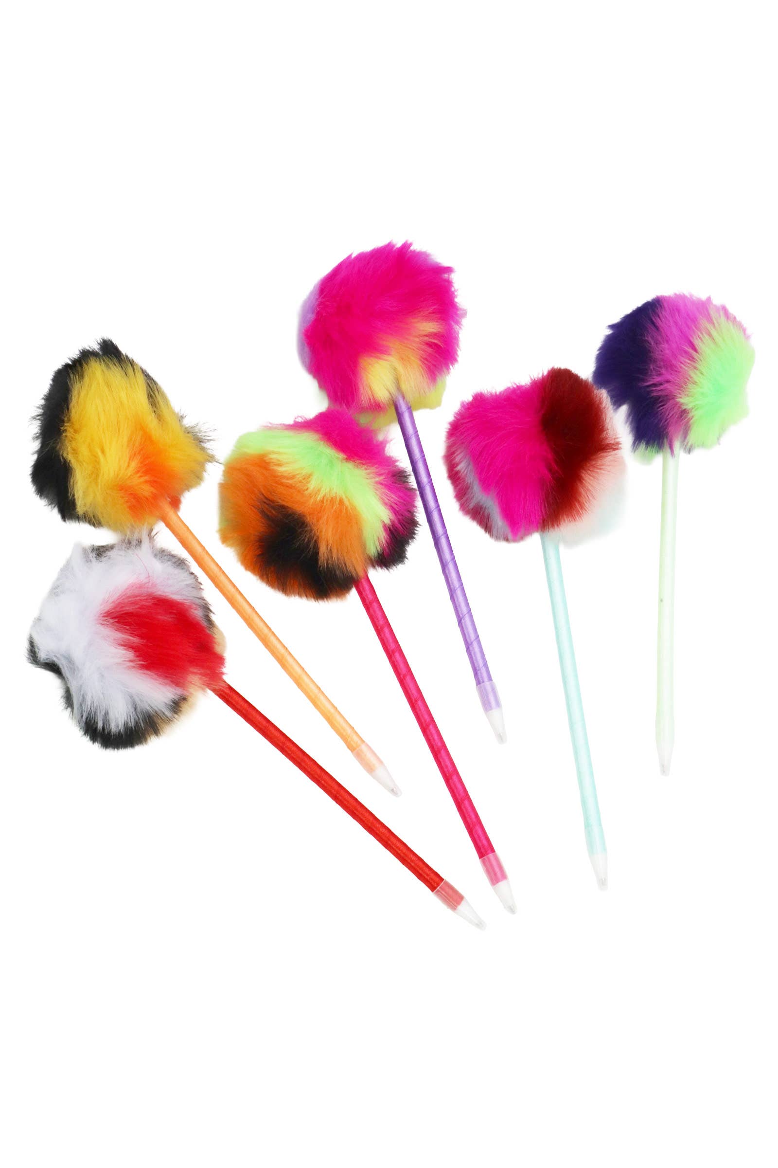 Assorted Multicolor Fuzzy Faux Fur Pom Pom Ballpoint Pen for wholesale on Faire1