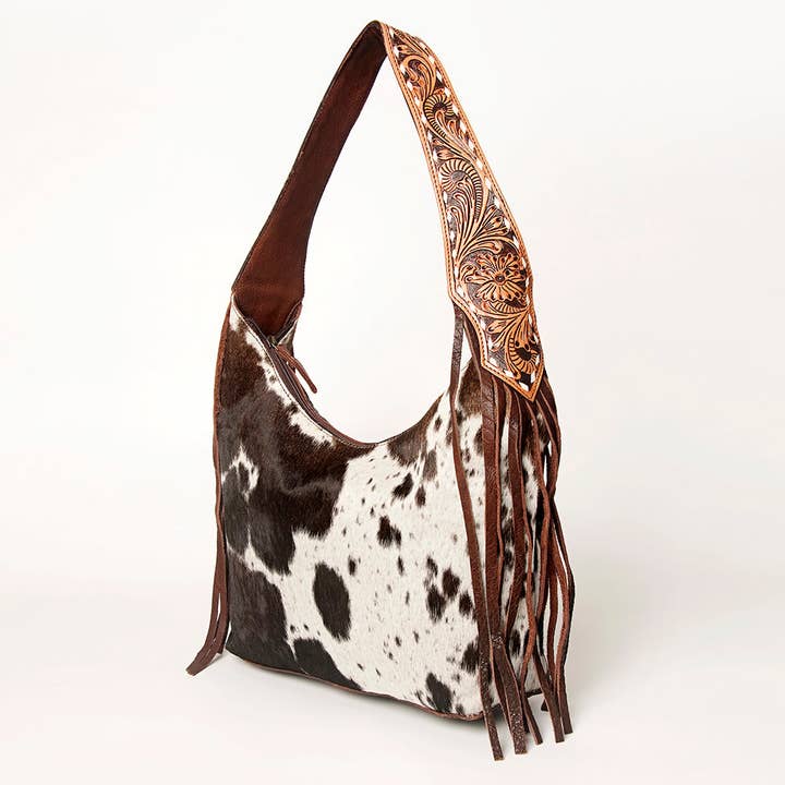 LS Western - Wholesale Shoulder bag – women's - LC-ADBGA214 American Darling Hobo Bag Hair-On Hide with Tooled Leather Strap