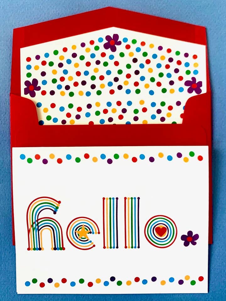 Retro Rainbow, Hello - Set of 10 Cards for wholesale by Mighty Violet Design