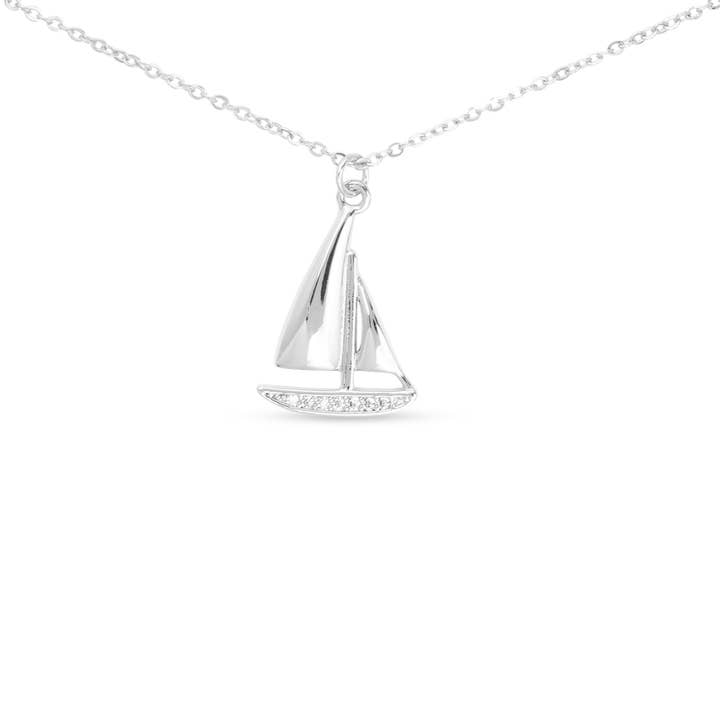 CZ Sailboat Necklace for wholesale by Amanda Blu