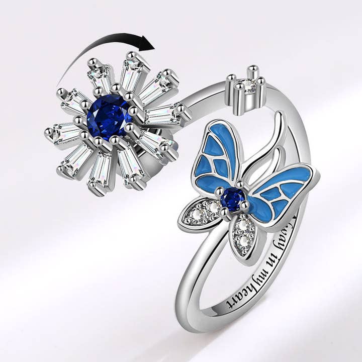 Butterfly Flower Anxiety Fidget Spinnerring in massief koper voor wholesale door Perimade & Co. LLC