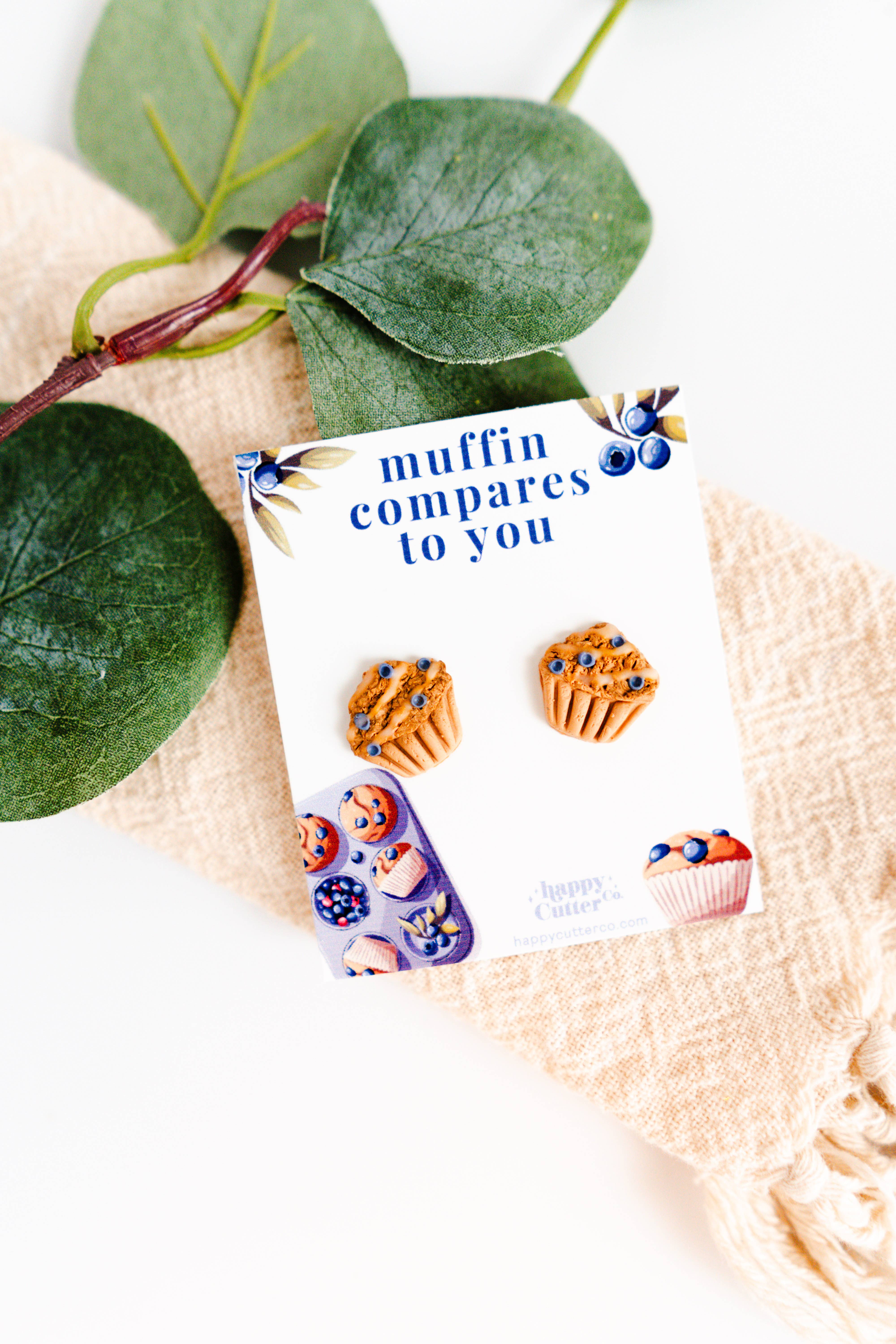 Happy Cutter Co - Wholesale Stud/Post Earrings - Blueberry Muffin Clay Stud Earrings | Foodie Bakery Gift1