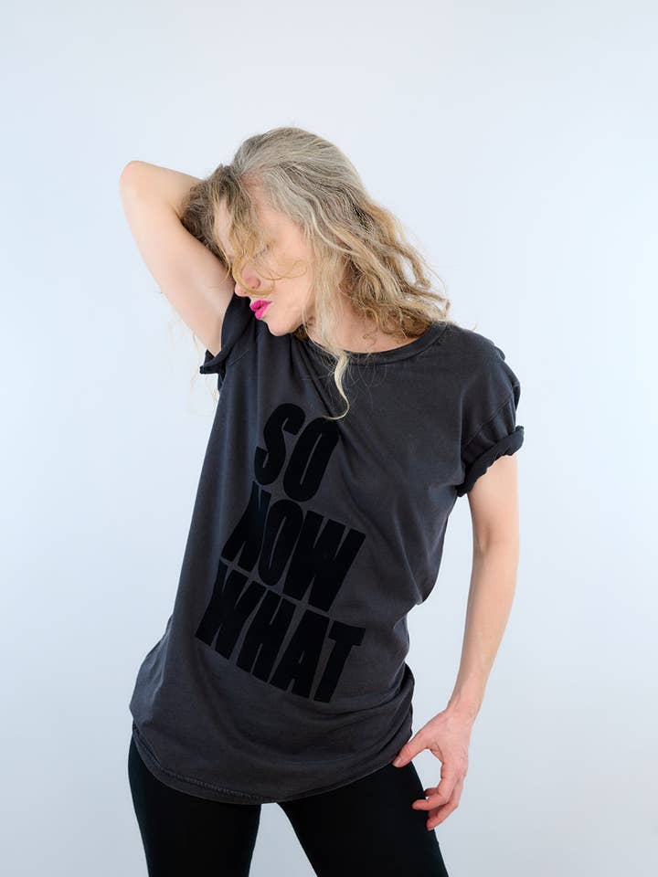 Twenty Five - Vente T-shirt sérigraphié – femme - Tee Shirt Vintage Rock SO NOW WHAT Noir et Velours1