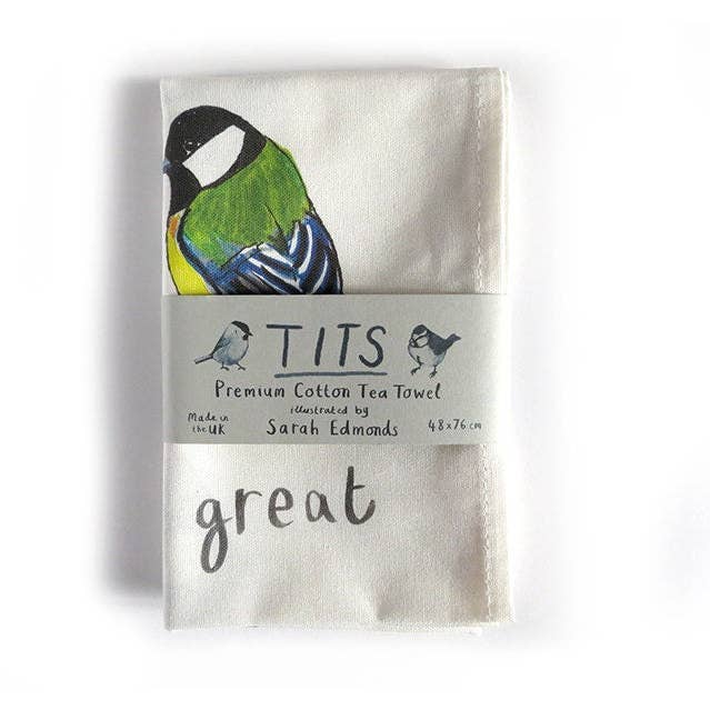 Sarah Edmonds Illustration - Wholesale Tea Towel - Tits Bird Cotton Tea Towel