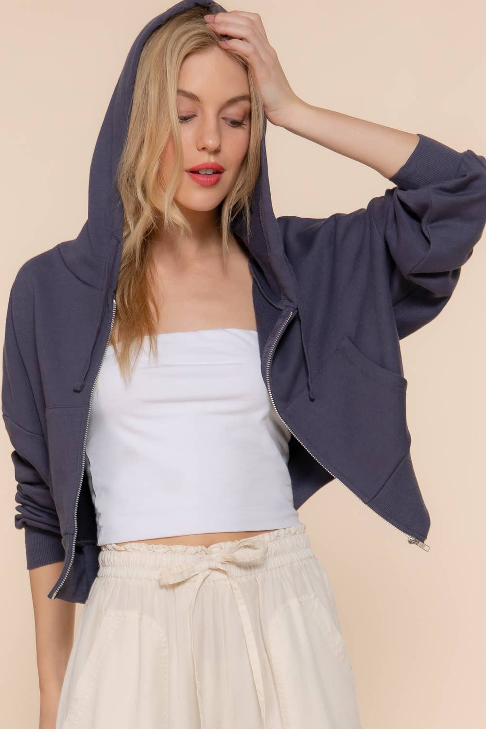 Active Basic | Active USA - Vente Sweat à capuche – femme - Veste à capuche zippée manches longues en French Terry27