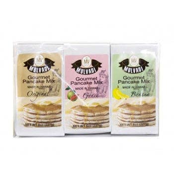 Set regalo pancake Mulvadi: Originale, gusti guava e banana — tre confezioni da 8 oz per la vendita all'ingrosso da parte di Mulvadi Corporation