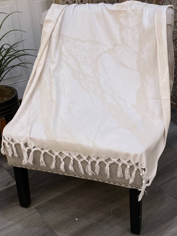 Highgrove - Throw Blanket 100% Cotton 67"x36" Kos Beige Lightweight Fringe for wholesale by Elite Home Fashions