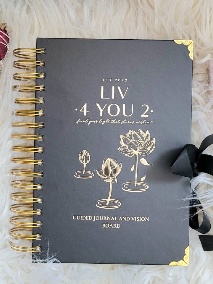 Geführtes Manifestationsjournal und Visionboard Planer (Schwarz) für den Großhandel von Liv 4 You 2