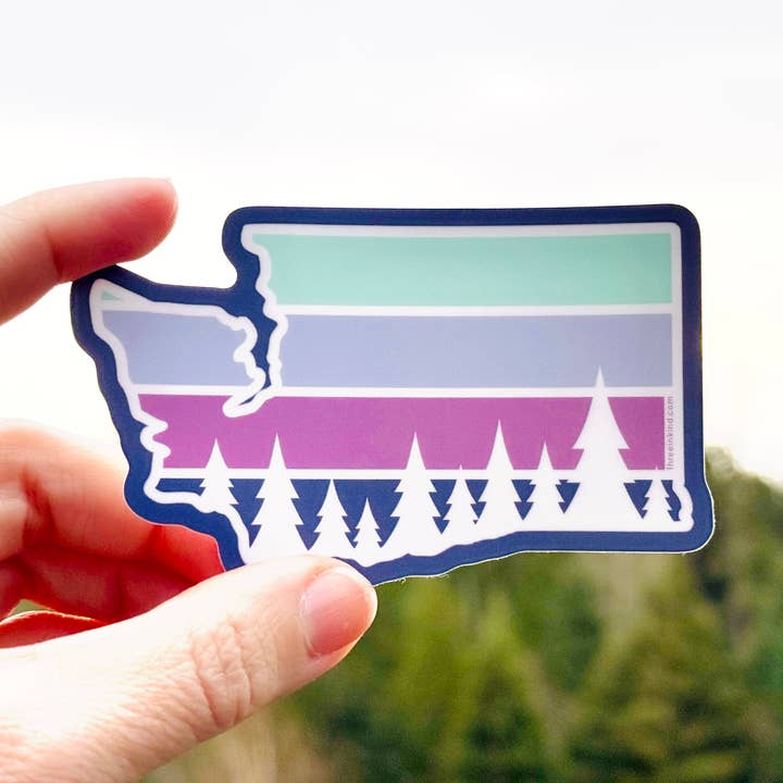 Autocollant / Décalcomanie découpé en blocs de couleur de l'État de Washington 3” pour la vente par Three in Kind