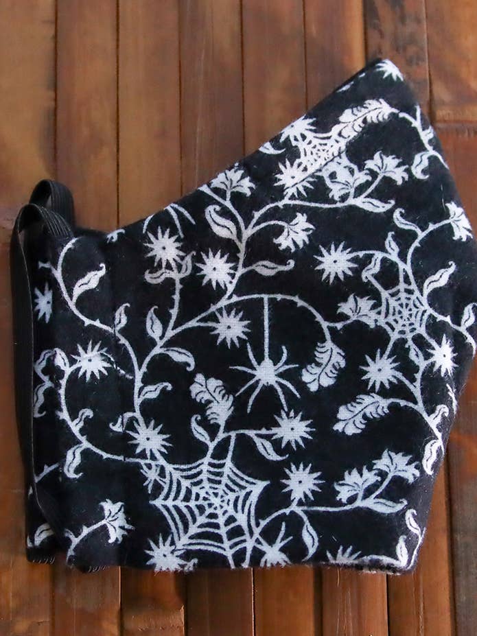 Floral Spiderweb Face Mask | Gothic Halloween Cottagecore for wholesale by Ragavon