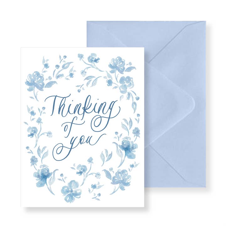 Thinking of You Watercolor Greeting Card for wholesale by Simply Jessica Marie
