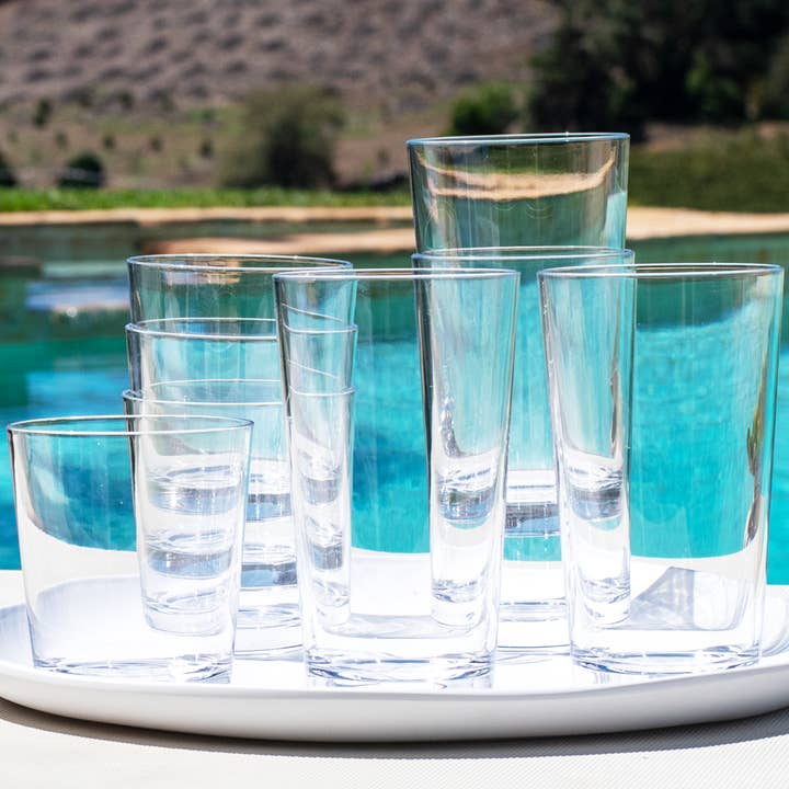 Simple Drinkware Set, Clear Shatterproof Plastic, Set of 8 for wholesale by Abode Homewares by TarHong