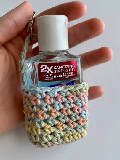 Hand Sanitizer Holder Keychain in Light Spring Colors for wholesale by GladeRunDesigns