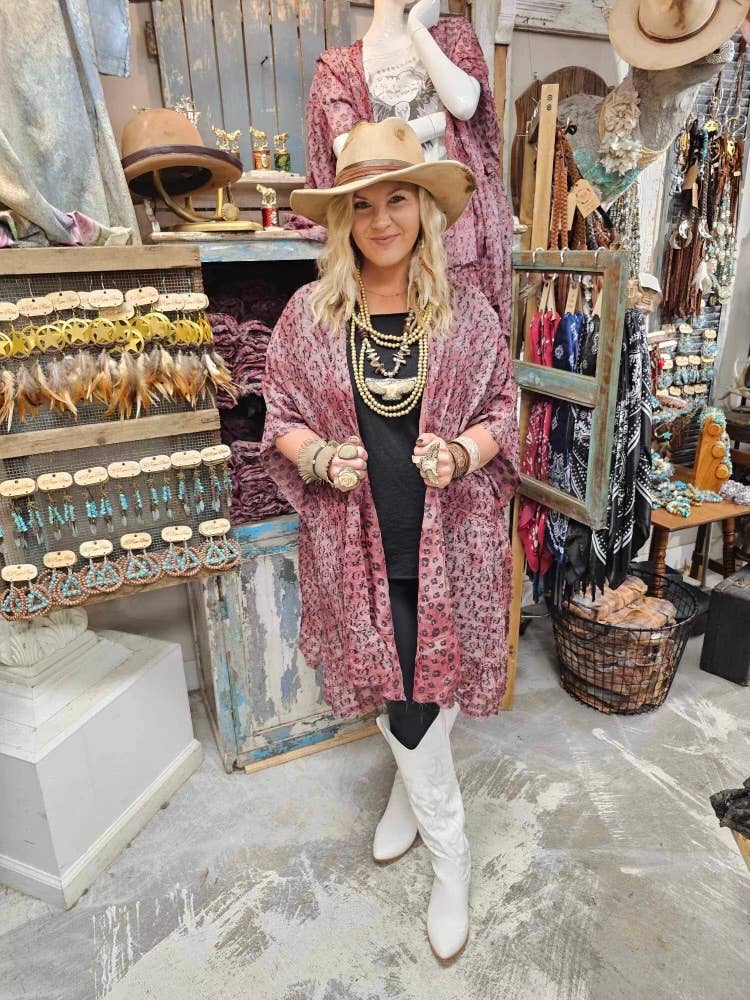 A Rare Bird Shop - Wholesale Kimono - Women's - Sheer Dyed Leopard Kimono1