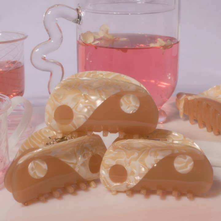 Darjeeling Tea Yin-Yang Hair Claw in Neutral Acetate for wholesale by WINONA IRENE