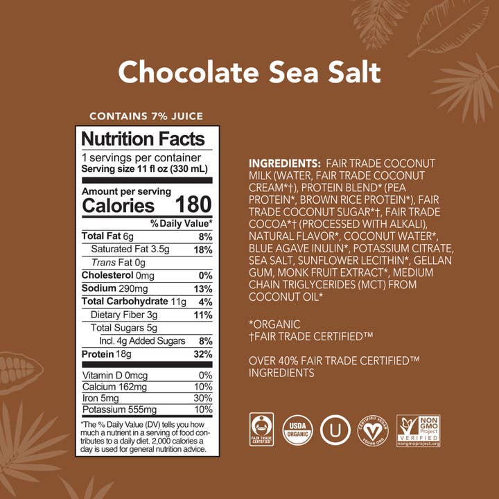 Aloha - Wholesale Sports/Energy Drink - 11oz Chocolate Sea Salt Protein Drink (Pack of 12)2