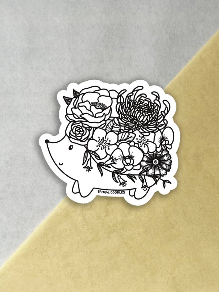 Adesivo in vinile Floral Hedgie per la vendita all'ingrosso da parte di Mew Doodles