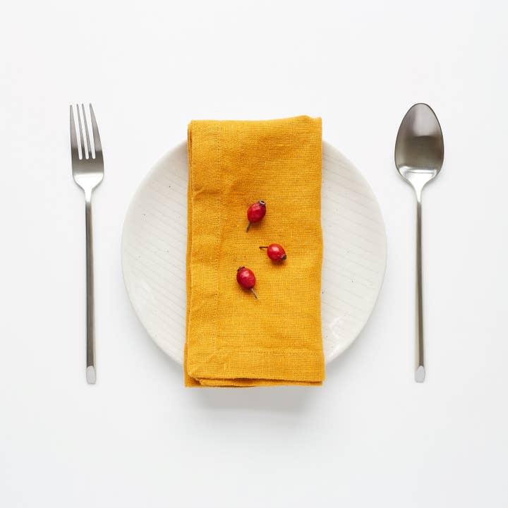 Mustard Linen Napkins Set of 2 for wholesale by Linen Tales (We cover U.S. import duties)