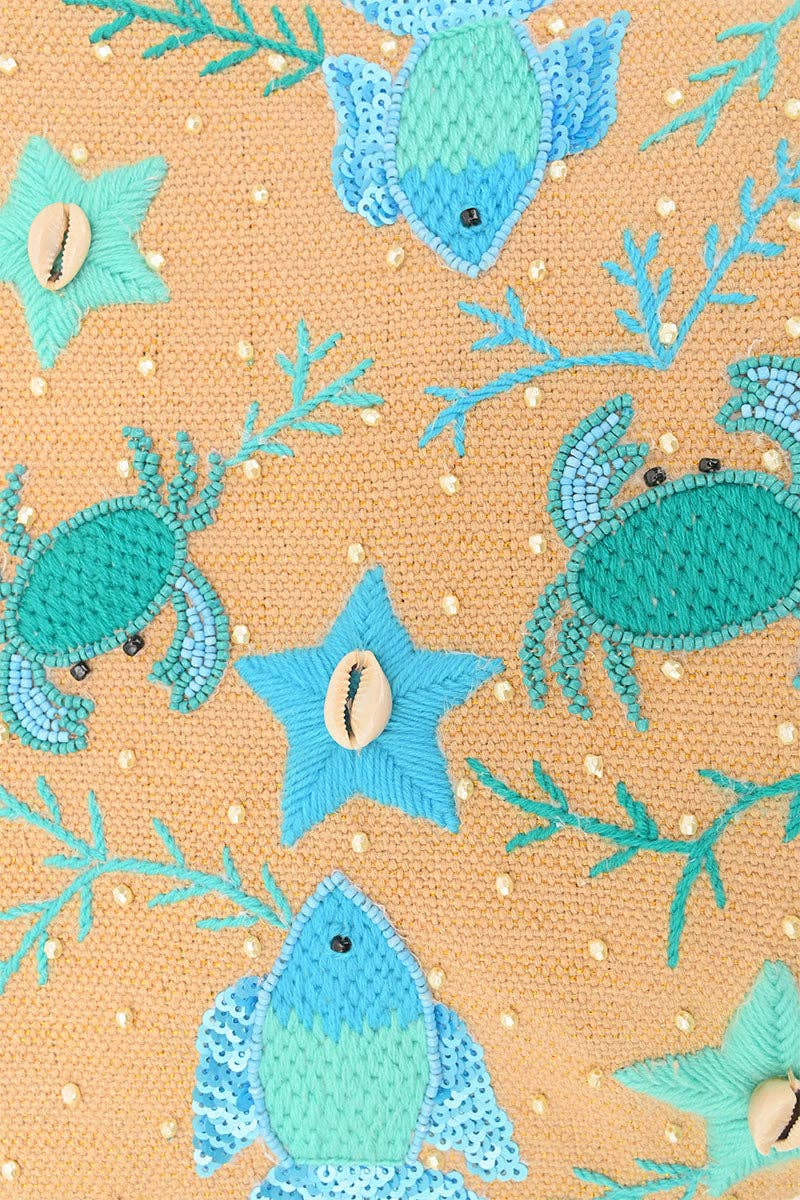 America & Beyond - Wholesale Beach Bag - Marine Life Embellished Beach Mini Tote1